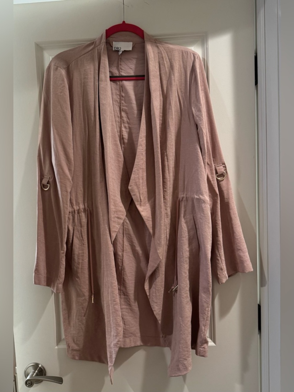 DR2 Dusty Rose Open-Front Trench Cardigan